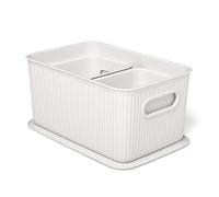 TATAY Cestino Portaoggetti Plastica Baobab | Set di 3 Scatole Organizzatrici con Coperchio | Manici Integrati | Design Compatto e Versatile | Plastica Riciclata Senza BPA | 18,7x27,8x13,3 cm, Bianco