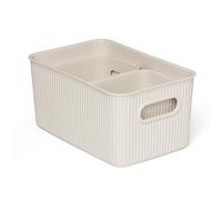 TATAY Baobab ECOHOME - Set di 3 scatole portaoggetti rettangolari (1 x 5L + 2 x 1,5 l), in polipropilene, senza BPA, 100% plastica riciclata, misure 18,1 x 27,2 x 13 cm, beige