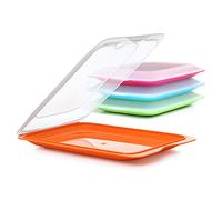TATAY Set di 4 unità di Contenitori per affettati Fresh , Senza BPA, Riutilizzabile, Impilabile, Lavabile in Lavastoviglie e Adatto al Microonde, Colori Assortiti . Dimensione 17 x 3,2 x 25,2cm