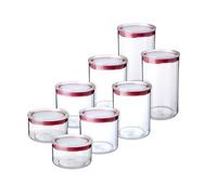 TATAY Set 8 barattoli alimenti 0,5/1/1,5/2L – Senza BPA, lavastoviglie, impilabili – Rosso
