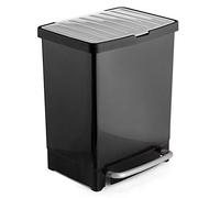 TATAY Contenitore Differenziata con Pedale 25L | 2 Scomparti (17L + 8L) | Interno ed Esterno | Per Sacchetti da 30L | Plastica Resistente Senza BPA | 33,5x31x42 cm, Nero