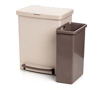 TATAY Pattumiere Differenziata 17L + 8L, Capacità totale 25L, con pedale, 8L separatore, polipropilene, senza BPA, 100% materiale riciclato, Colore Beige. Misure: 33,5 x 31 x 42cm