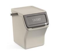 TATAY Contenitore Differenziata Easy Waste 20L | Design Modulabile e Impilabile | Coperchio con Sistema Click | Manico Integrato per il Trasporto | Materiale Riciclato | 35x27x36cm, Ecohome