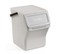 TATAY Contenitore Differenziata Easy Waste 20L | Design Modulabile e Impilabile | Coperchio con Sistema Click | Manico Integrato per il Trasporto | Materiale Riciclato | 35x27x36cm, Bianco
