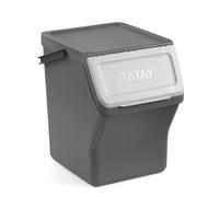 TATAY Contenitore Differenziata Easy Waste Coperchio con Sistema Click | Contenitore Differenziata Casa | Capacità 20 L | Misure 35x27x36 cm | Design Impilabile | Sistema Chiusura Click, Grigio