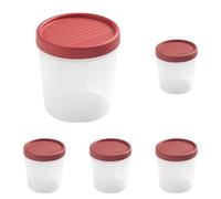 TATAY Contenitore Ermetico per Alimenti, Capacità 1L, Coperchio a Vite, Senza BPA, Adatto al microonde e lavabile in lavastoviglie, Colore Rosso mirtillo. Misure: 12 x 12 x 12,5 cm (Confezione da 5)