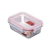 Tatay Contenitore per Alimenti, in Vetro, Ermetico, Capacità 0,37L, Coperchio a clip, Senza BPA, Adatto a microonde, Forno, Congelatore e lavastoviglie, Colore Rosso. Misura 11,2 x 15,2 x 5,7 cm
