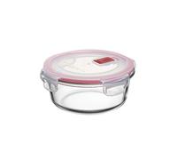 Tatay Contenitore per Alimenti, in Vetro, Ermetico, Capacità 0,6L, Coperchio a clip, Senza BPA, Adatto a microonde, Forno, Congelatore e lavastoviglie, Colore Rosso. Misura 15,6 x 15,6x 6,3 cm