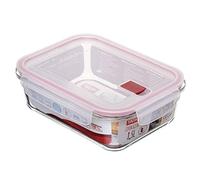 Tatay Cook&eat Fiambrebra per Alimenti, Vetro, ermetica, Coperchio a Clip, Senza BPA, Adatto a microonde, Forno, congelatore e lavastoviglie, capacità 1.5 l, Trasparente Con Bordo Rosso