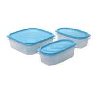TATAY Set di 3 Contenitori per alimenti (1 x 2.1L, 1 x 1.3L, 1 x 0.6L), Coperchio a scatto flessibile, senza BPA, Adatto al microonde e alla lavastoviglie, Colore Blu.