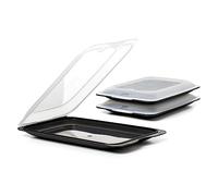 TATAY Contenitori per Alimenti Cocktail | Set di 3 Standard | Porta Affettati per Frigorifero, Impilabili | Adatti a Microonde, Congelatore e Lavastoviglie | Senza BPA, 17x3,2x25,2cm, Colore Nero