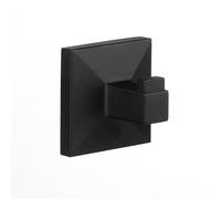 TATAY Gancio Porta Asciugamani Bagno Senza Fori o con Viti | Include Kit Adesivo Glue&Fix (Regge fino a 5 kg) e Viti | Acciaio Inox | Design Moderno | 6 x 4,5 x 6 cm - Modello Iconik - Nero