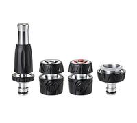 TATAY Kit d'irrigazione (ugello 2P+ 1 connettore standard e 1 stop + raccordo 3/4"-1") Metal Soft per tubi flessibile da 1/2" (12.5 mm) - 5/8" (15 mm), Acciaio Inossidabile, Argento/Nero