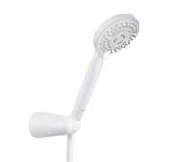 Tatay Bombay Kit Soffione Doccia con Supporto e Tubo 1.5M, 10 cm di Diametro, ABS, 1 Posizione, Sistema di Risparmio Acqua e Anticalcare, Bianco, 9,7 x 4,3 x 24 cm