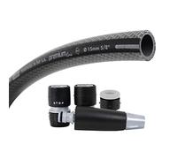 TATAY Kit tubo da giardino Premium 10 metri Ø5/8" 15mm, 4 strati, Realizzato in Spagna, Resistenza 39 bar e -20°/60°, Lavorato a maglia, senza cadmio e piombo, senza BPA, anti-UV, Colore Nero