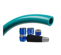 TATAY Kit tubo da giardino Top Flex 25 metri Ø5/8" 15mm, 3 strati, Realizzato in Spagna, Resistenza 30 bar e -20°/60°, Intrecciato, senza cadmio e piombo, senza BPA, anti-UV, Colore Verde