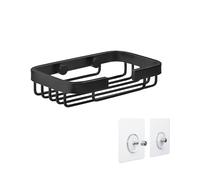 TATAY Mensola Bagno senza Foratura Rettangolare | Sistema di Fissaggio Incluso (Quick Fix) | Resiste fino a 5 kg | Alluminio 100% Inossidabile | Cestello Doccia Organizer - 9 x 3,2 x 14 cm - Nero
