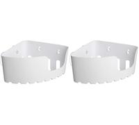 TATAY Mensola Bagno Senza Foratura Angolare | Incluse Ventose | Supporta 2 kg | Polipropilene Resistente all’Umidità | Misura Angolare | 20 x 20 x 11 cm - Modello Standard - Bianco (Confezione da 2)