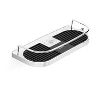 TATAY Mensola da doccia per asta senza foratura, regolabile per barre da 18 mm, 22 mm e 25 mm, ripiano sollevabile e con ringhiera, 100% antiruggine. Dimensioni: 11 x 4 x 30 cm