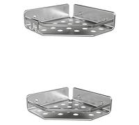 TATAY Mensola Bagno Senza Foratura Pack 2 Mensole Doccia Angolari in Alluminio | Include Viti e Sistema Fissaggio Quick Fix | Resiste all’Umidità | Moderno | 20x5,5x20cm - Modello Serenity - Argentato