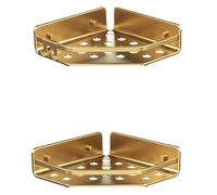 TATAY Mensola Bagno Senza Foratura Pack 2 Mensole Doccia Angolari in Alluminio | Include Viti e Sistema di Fissaggio Quick Fix | Resiste all’Umidità | 20 x 5,5 x 20 cm - Modello Serenity - Oro