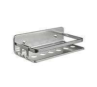 TATAY Mensola Bagno Senza Foratura Mensola Doccia Rettangolare in Alluminio | Include Viti e Sistema Fissaggio Quick Fix | Resistente all’Umidità | Moderno | 10x5,5x20cm - Modello Serenity - Argentato