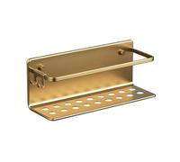 TATAY Mensola Bagno Senza Foratura Mensola Doccia Rettangolare in Alluminio | Include Viti e Sistema di Fissaggio Quick Fix | Resistente all’Umidità | Moderno | 12 x 10 x 30cm - Modello Serenity - Oro