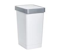 TATAY Pattumiera Smart, 25L di Capacita, Coperchio Inclinabile , Polipropilene, senza BPA, Sacco della Spazzatura da 30 litri, Bianco, Misure 26 x 34 x 47cm