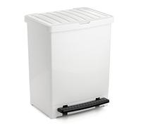 TATAY Pattumiera per Umido , 25L di Capacita, Pedale Retrattile, Polipropilene, senza BPA, Sacco della Spazzatura da 30 litri, Bianco . Misure 33,5 x 31 x 42cm