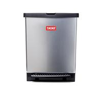 TATAY Pattumiera per Umido , 25L di Capacita, Pedale Retrattile, Polipropilene, senza BPA, Sacco della Spazzatura da 30 litri, Metallico . Misure 33,5 x 31 x 42cm