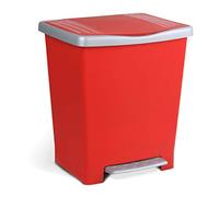 TATAY Pattumiera Cucina con Pedale Millenium 21L | Finitura Opaca | Interno ed Esterno | Per Sacchetti da 20L a 30L | Plastica Resistente Senza BPA | 33,5x30x39 cm, Rosso