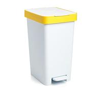 TATAY Pattumiera Smart, 25L di Capacita, Pedale Retrattile, Polipropilene, senza BPA, Sacco della Spazzatura da 30 litri, Giallo Riciclaggio, Misure 26 x 36 x 47cm