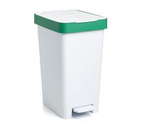 TATAY Pattumiera Smart, 25L di Capacita, Pedale Retrattile, Polipropilene, senza BPA, Sacco della Spazzatura da 30 litri, Verde Riciclaggio, Misure 26 x 36 x 47cm