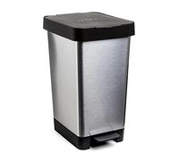 TATAY Pattumiera Cucina con Pedale Smart Deco 25L | Design Compatto e Funzionale | Interni ed Esterni | Per Sacchetti da 30L | Plastica Resistente Senza BPA | 26x36x47cm, Grigio Metallizzato