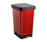 TATAY Pattumiera Smart, 25L di Capacita, Pedale Retrattile, Polipropilene, senza BPA, Sacco della Spazzatura da 30 litri, Rosso Metallizzato, Misure 26 x 36 x 47cm