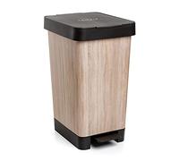 TATAY Pattumiera Smart, 25L di Capacita, Pedale Retrattile, Polipropilene, senza BPA, Sacco della Spazzatura da 30 litri, Legna, Misure 26 x 36 x 47cm