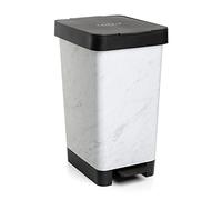 TATAY Pattumiera Smart, 25L di Capacita, Pedale Retrattile, Polipropilene, senza BPA, Sacco della Spazzatura da 30 litri, Marmo, Misure 26 x 36 x 47cm
