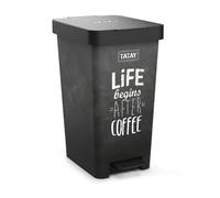 TATAY Pattumiera Smart, 25L di Capacita, Pedale Retrattile, Polipropilene, senza BPA, Sacco della Spazzatura da 30 litri, Ardesia, Misure 26 x 36 x 47cm