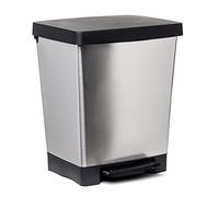TATAY Pattumiera per Umido Cubik, 23L di Capacita, Pedale Retrattile, Polipropilene, senza BPA, Sacco della Spazzatura da 30 litri. Griggio Acciaio. Misure 33,5 x 30 x 39 cm