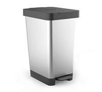 TATAY Pattumiera per Umido Smart, 25L di Capacita, Pedale Retrattile, Polipropilene, senza BPA, Sacco della Spazzatura da 30 litri, Grigio Metallizzato. Misure 26 x 36 x 47cm