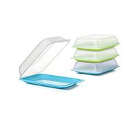 TATAY Set di 4 unità di Contenitori per affettati Fresh MAXI, Senza BPA, Riutilizzabile, Impilabile, Lavabile in Lavastoviglie e Adatto al Microonde, Colori Verde e Blu. Dimensione 17 x 6,2 x 25,2 cm