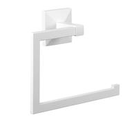 TATAY Porta Asciugamani Bagno Senza Fori o con Viti | Include Kit Adesivo Glue&Fix (Regge fino a 5 kg) e Viti | Acciaio Inox | Design Moderno | 20 x 6,5 x 16 cm - Modello Iconik - Bianco