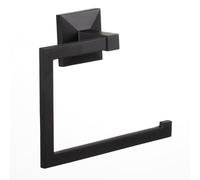 TATAY Porta Asciugamani Bagno Senza Fori o con Viti | Include Kit Adesivo Glue&Fix (Regge fino a 5 kg) e Viti | Acciaio Inox | Design Moderno | 20 x 6,5 x 16 cm - Modello Iconik - Nero