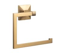 TATAY Porta Asciugamani Bagno Senza Fori o con Viti | Include Kit Adesivo Glue&Fix (Regge fino a 5 kg) e Viti | Acciaio Inox | Design Moderno | 20 x 6,5 x 16 cm - Modello Iconik - Oro