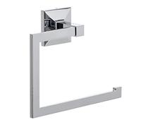 TATAY Porta Asciugamani Bagno Senza Fori o con Viti | Include Kit Adesivo Glue&Fix (Regge fino a 5 kg) e Viti | Acciaio Inox | Design Moderno | 20 x 6,5 x 16 cm - Modello Iconik - Cromato