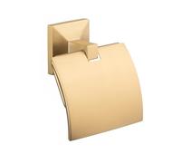 TATAY Porta Carta Igienica Senza Coperchio | Con o Senza Fori | Include Kit Glue&Fix (resistenza 10kg) e Viti | 100% Inossidabile | Portarotolo Carta Igienica da Parete | 6x6,5x16cm - Iconik - Oro