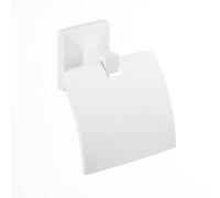 TATAY Porta Carta Igienica Senza o Con Fori | Include Kit Glue&Fix (resiste fino a 10kg) e Viti | 100% Inossidabile | Portarotolo Carta Igienica da Parete | 12x4,5x12cm - Modello Iconik - Bianco