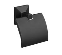 Tatay Portarrollos Papel Higienico Sin Taladro o Con Taladro | Incluye Kit Glue&Fix (resiste hasta 10kg) y Tornillos | 100% inoxidable | Colgador Papel Higienico | 12x4,5x12cm - Modelo Iconik - Negro