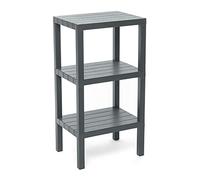TATAY Scaffale Bagno a 3 Ripiani | Resistente all’Umidità | Inclusi Viti e Compatibile con Sistema Quick Fix | Per Interni ed Esterni | Portata fino a 30kg - Modello Lombok - Grigio