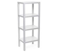 TATAY Mensola Rettangolare Lombok, 4 Altezze, Polipropilene, Senza BPA , Finitura Effetto Legno, Tamponi Antiscivolo, Max 10 kg per Ripiano, Facile Assemblaggio, Misure 38 x 29 x 100 cm, Bianco